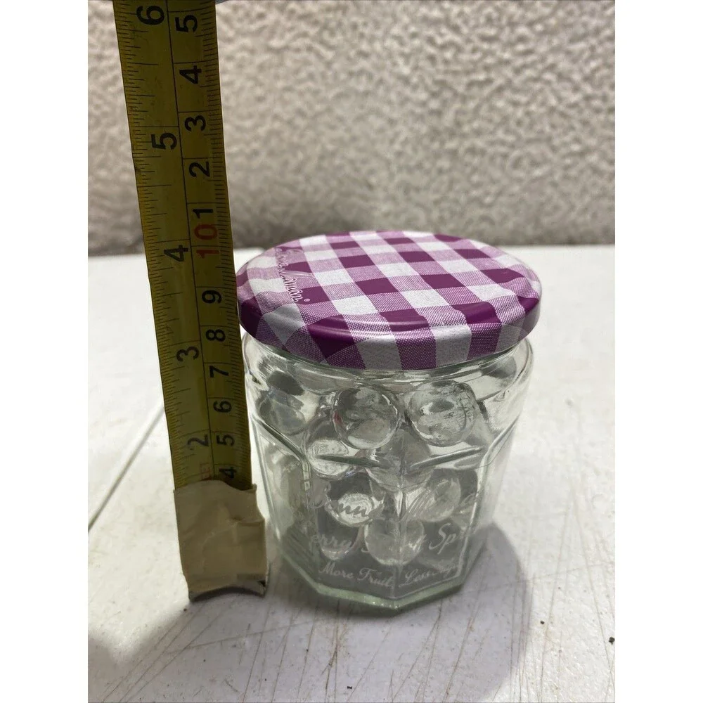 Bonne Maman Empty Jar Gingham Purple Lid 3.5